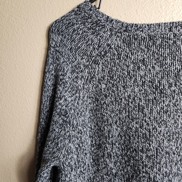 Banana Republic Womens Gray Marled Semi-Cropped Round Neck LS Sweater-Size L - Picture 3 of 7